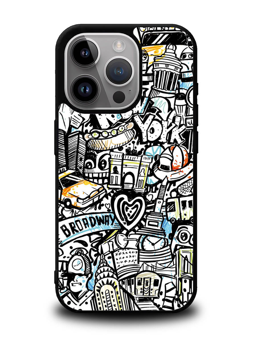 Doodle New York iPhone 16 Pro Max Case QC9338