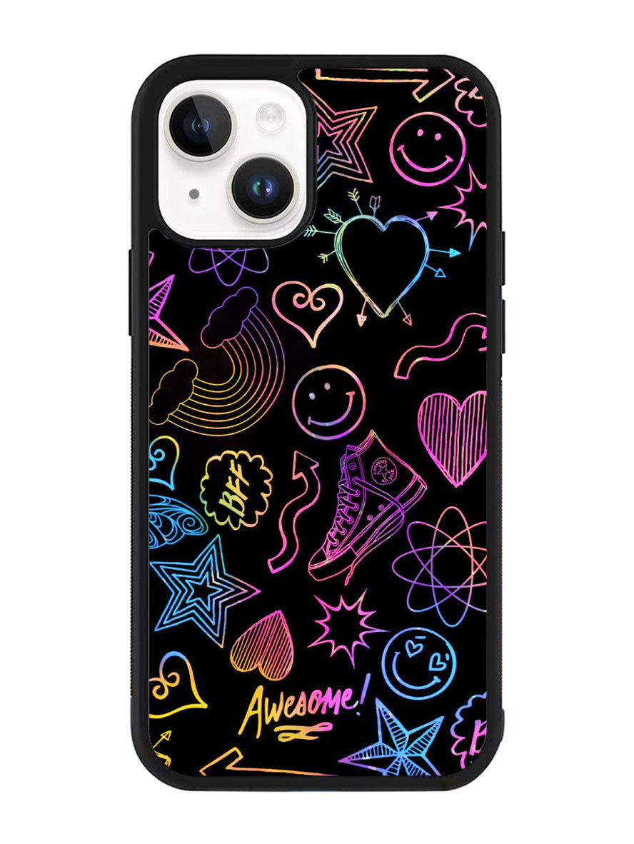 Neon Doodles iPhone 14 Case QC9467