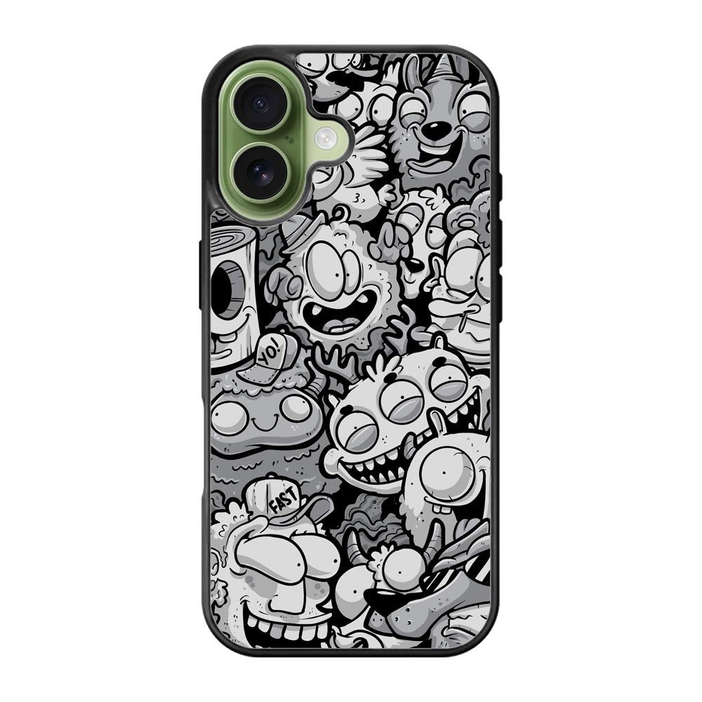 Black Doodle iPhone 17 Case OV9476