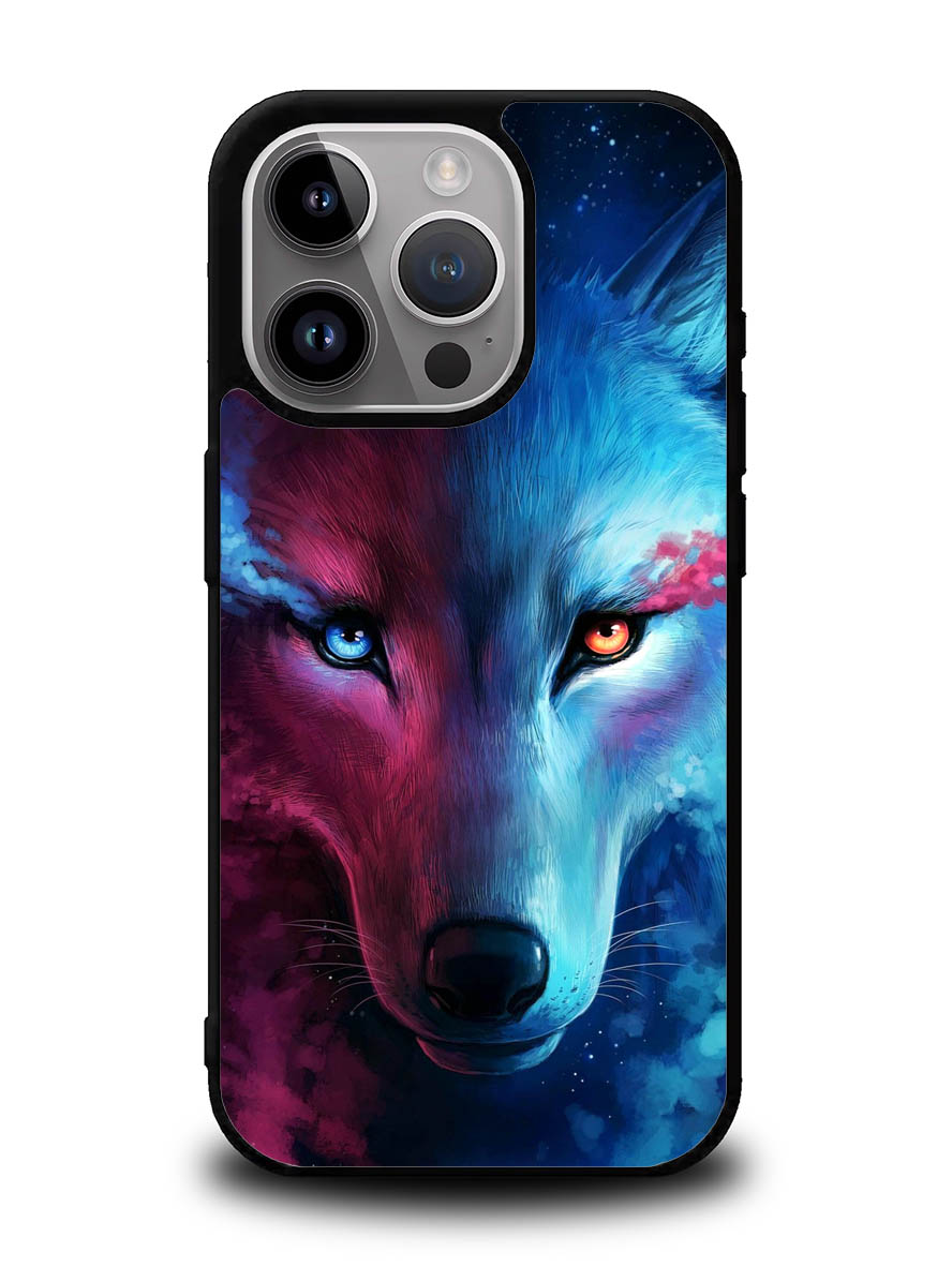 Wolf Art Blue Red iPhone 16 Pro Case OV8673
