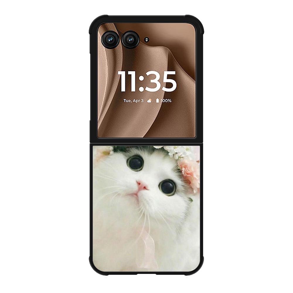 White Cat Motorola Moto RAZR Plus 2025 Case OV5735