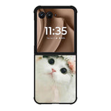 White Cat Motorola Moto RAZR Plus 2025 Case OV5735