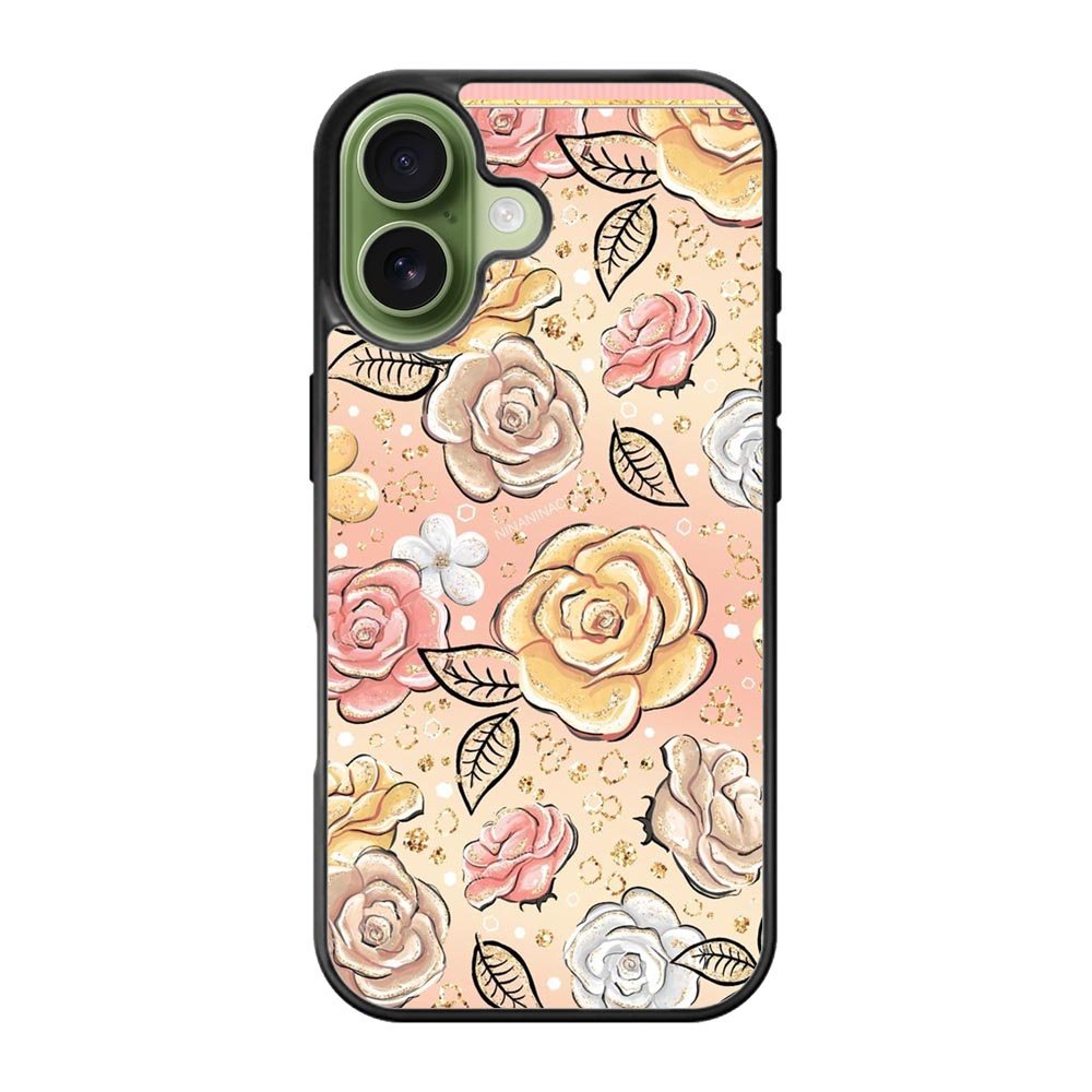 Gold Glitter Flowers iPhone 17 Case QC5906