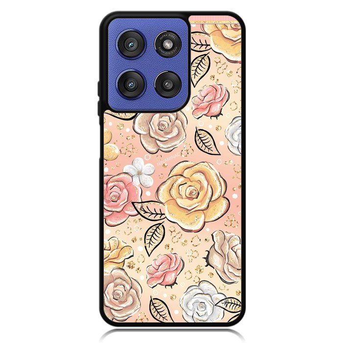 Gold Glitter Flowers Motorola Moto G Stylus 5G 2025 Case OV5906