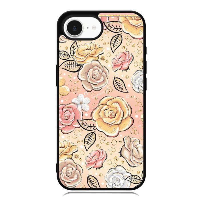 Gold Glitter Flowers iPhone 16e Case OV5906