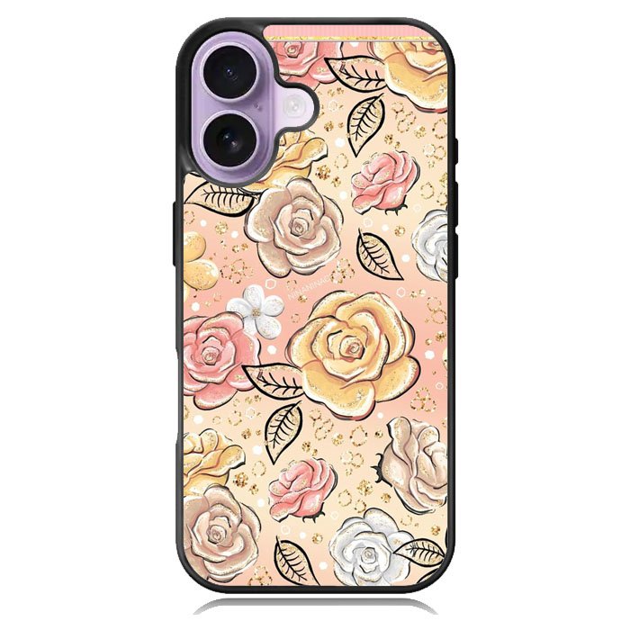 Gold Glitter Flowers iPhone 17 Case OV5906