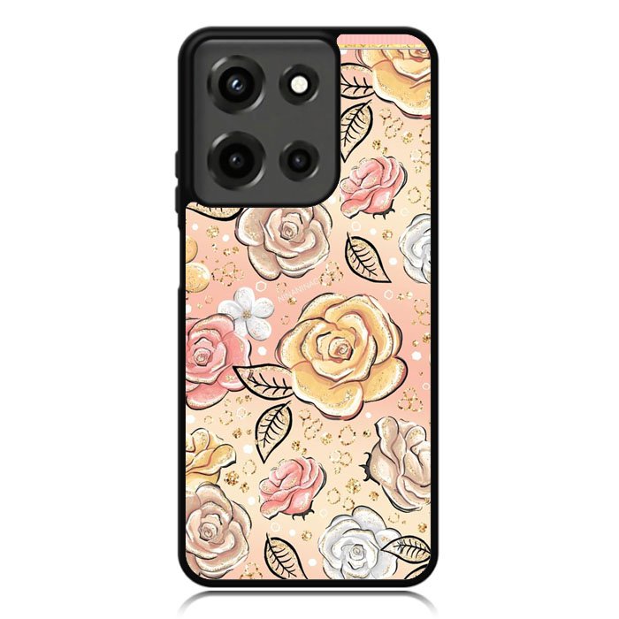 Gold Glitter Flowers Motorola Moto G 5G 2025 Case OV5906