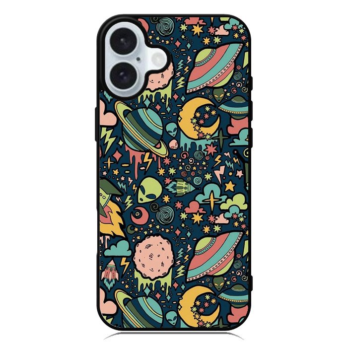 aliens rockets space iPhone 16 Case QC5999