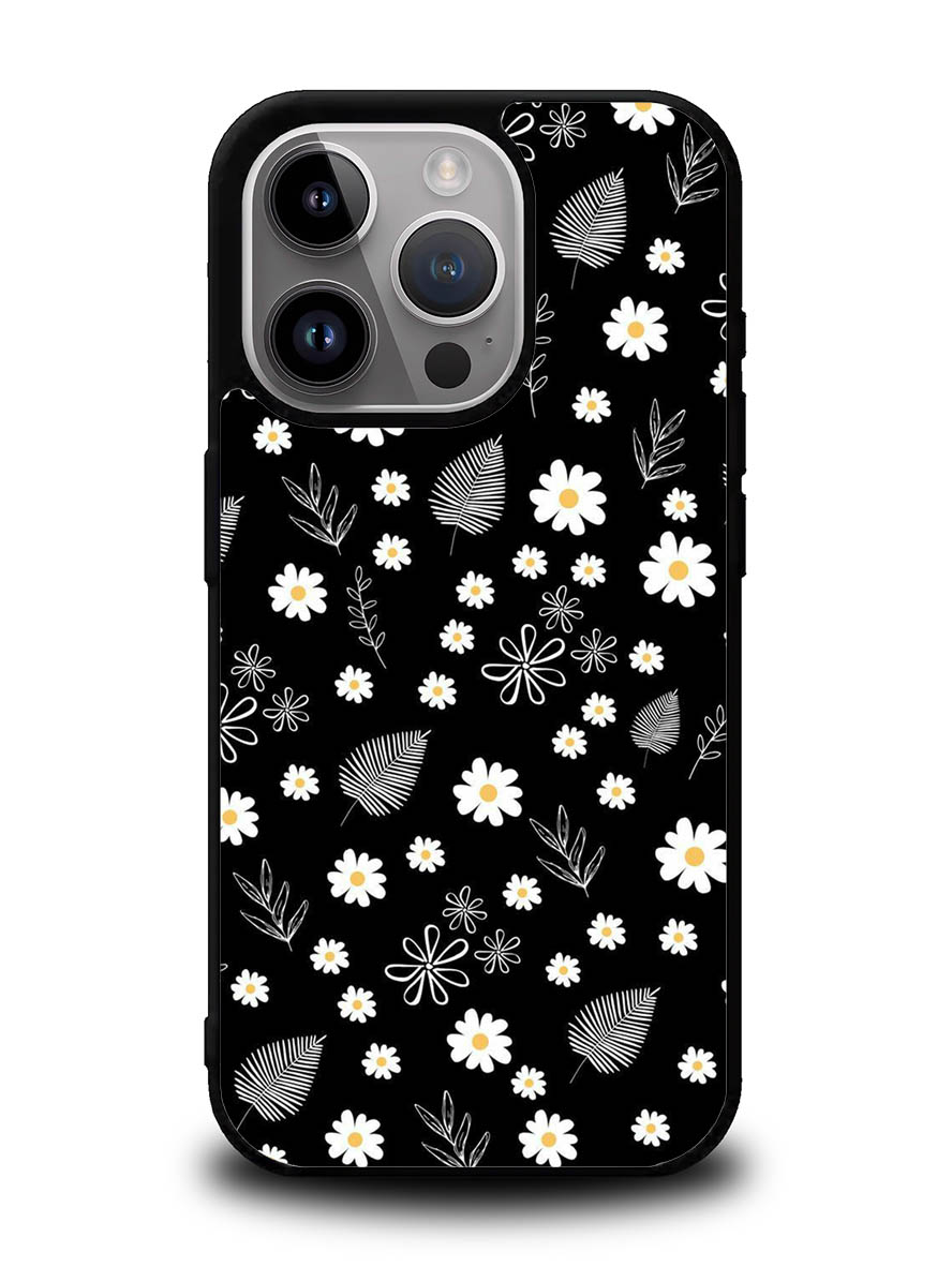 Floral Flower Black White iPhone 16 Pro Case OV11088