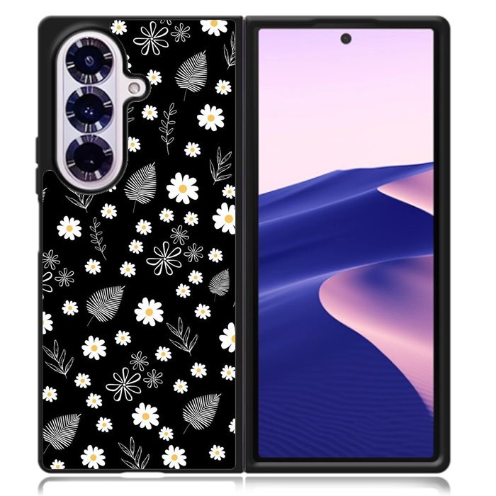 Floral Flower Black White Samsung Galaxy Z Fold 7 Case OV11088
