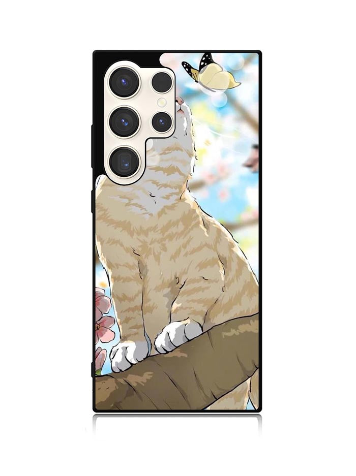 Cat and Butterfly Cartoon Samsung Galaxy S23 Ultra 5G Case QC11191