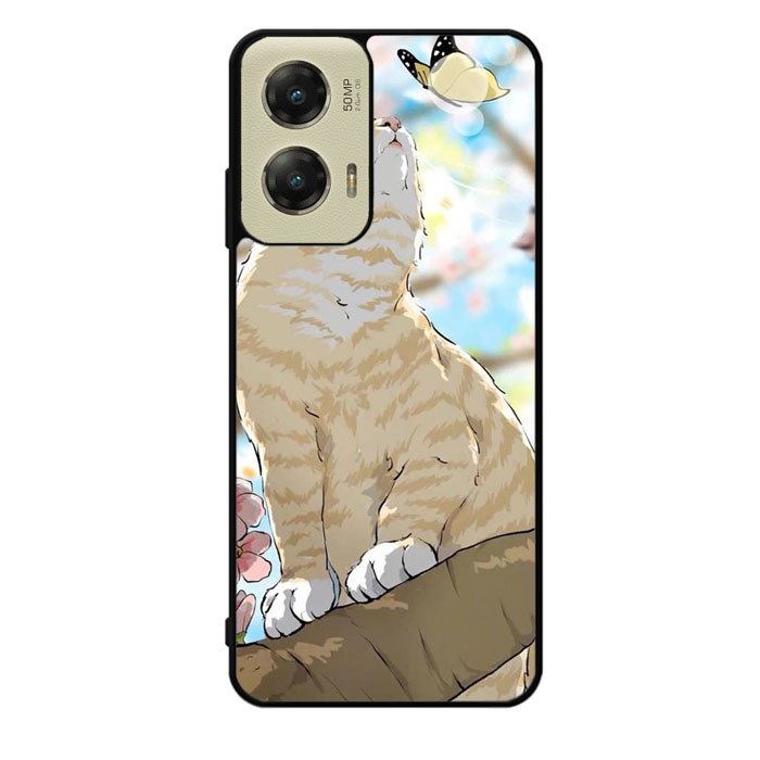 Cat and Butterfly Cartoon Motorola Moto G Stylus 5G 2024 Case OV11191