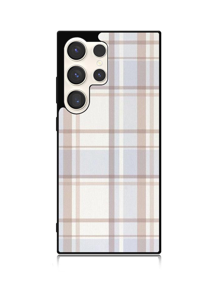 Grid Aesthetic Soft Brown Samsung Galaxy S25 Ultra 5G Case QC11102