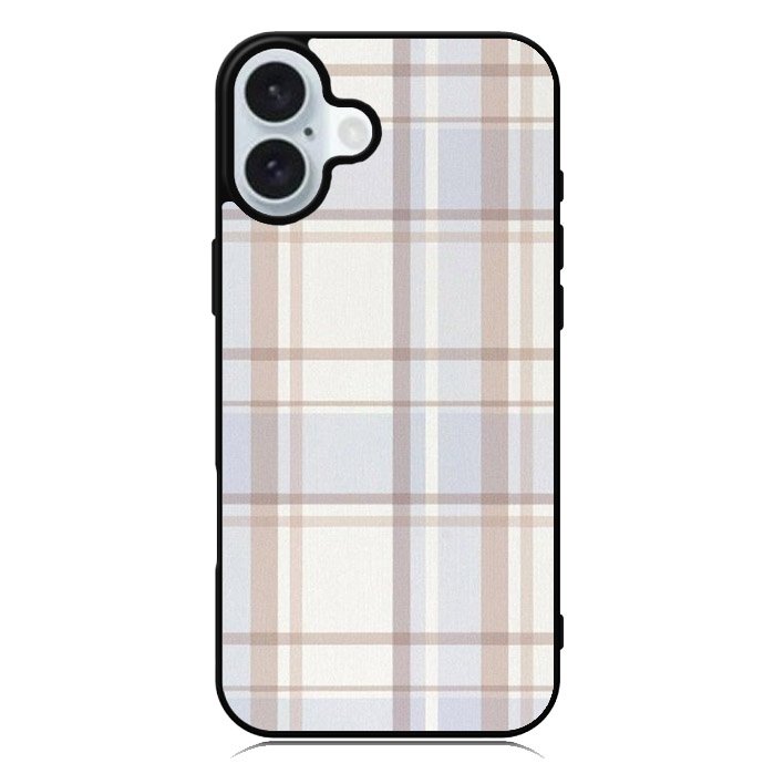 Grid Aesthetic Soft Brown iPhone 16 Plus Case QC11102