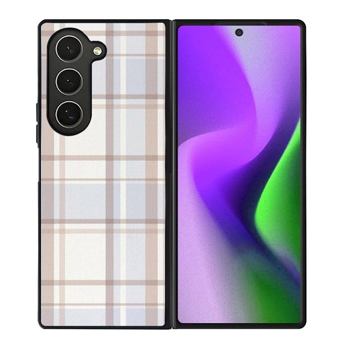 Grid Aesthetic Soft Brown Samsung Galaxy Z Fold 6 5G 2024 Case OV11102