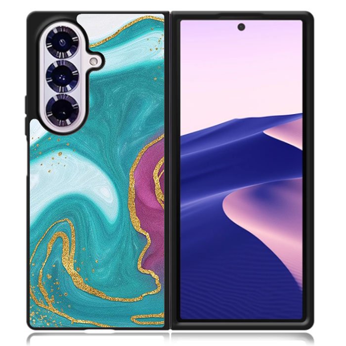Marble Green and Purple Samsung Galaxy Z Fold 7 Case OV10963