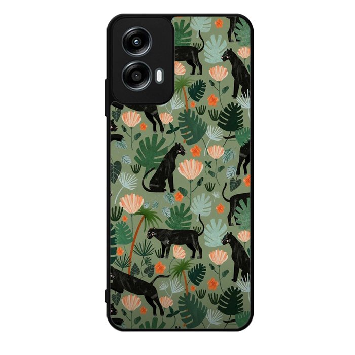 Black Panther on Flores Motorola Moto G Play 2024 Case OV10654