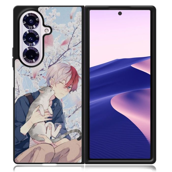 anime boy with cat Samsung Galaxy Z Fold 7 Case OV0097