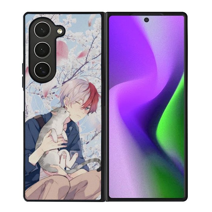 anime boy with cat Samsung Galaxy Z Fold 6 5G 2024 Case OV0097