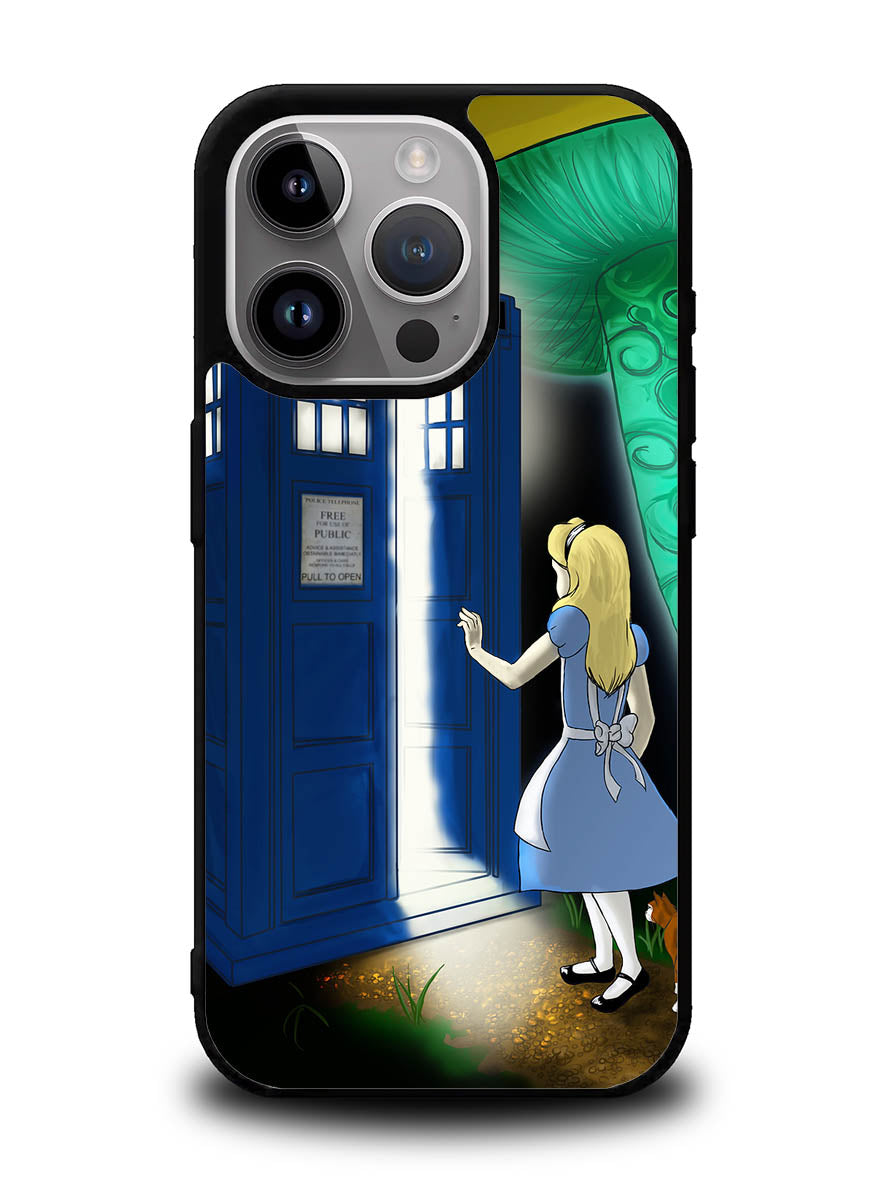 Alice Wonderland On Tardis iPhone 15 Pro Case