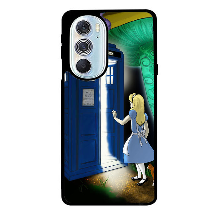 Alice Wonderland On Tardis Motorola Moto Edge 2022 Case