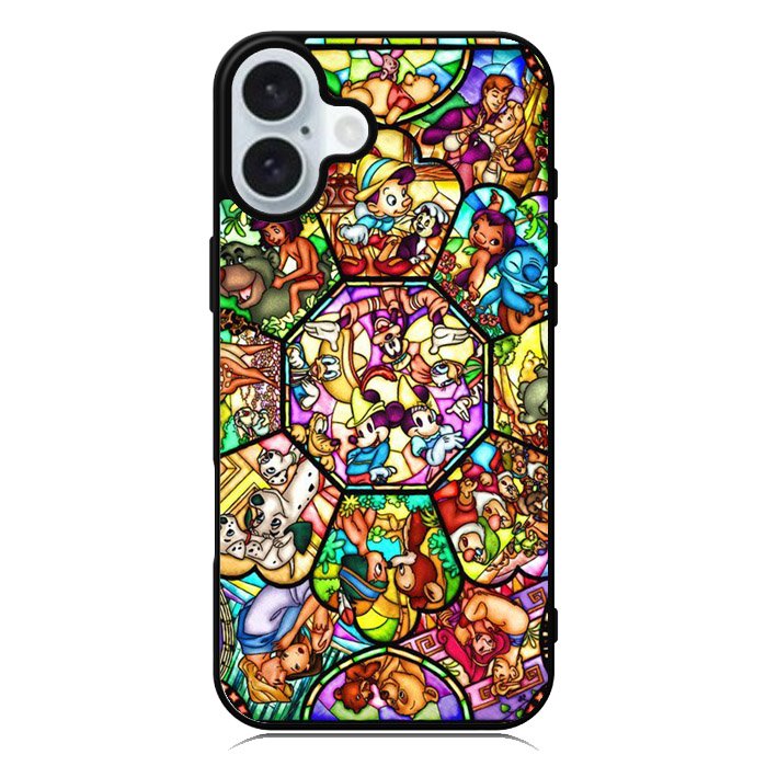Disney characters stained glass iPhone 16 Plus Case QC0358