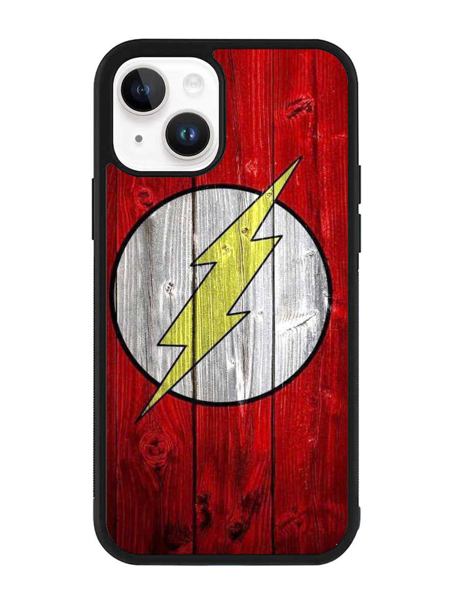Flash SUperhero Logo on Wood iPhone 14 Case QC0690
