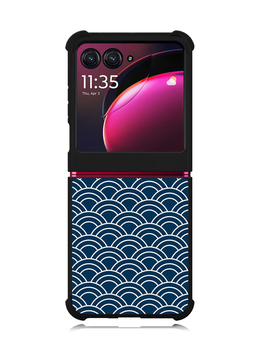 Japanese Gold Cloud Wave Indigo Pattern Motorola Moto Razr Plus 2023 , Moto Razr+ 2023 Case OV5321