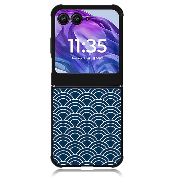 Japanese Gold Cloud Wave Indigo Pattern Motorola Moto Razr Plus 2024 , Moto Razr+ 2024 Case OV5321