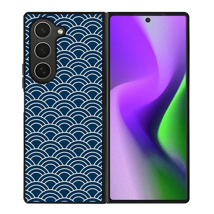 Japanese Gold Cloud Wave Indigo Pattern Samsung Galaxy Z Fold 6 5G 2024 Case OV5321