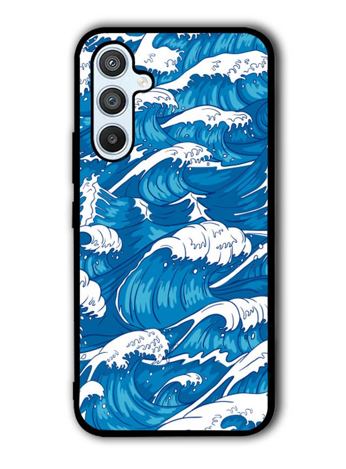 storm waves seamless pattern raging ocean water sea Samsung Galaxy A14 5G Case QC2355