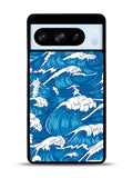 storm waves seamless pattern raging ocean water sea Google Pixel 8 Pro Case QC2355
