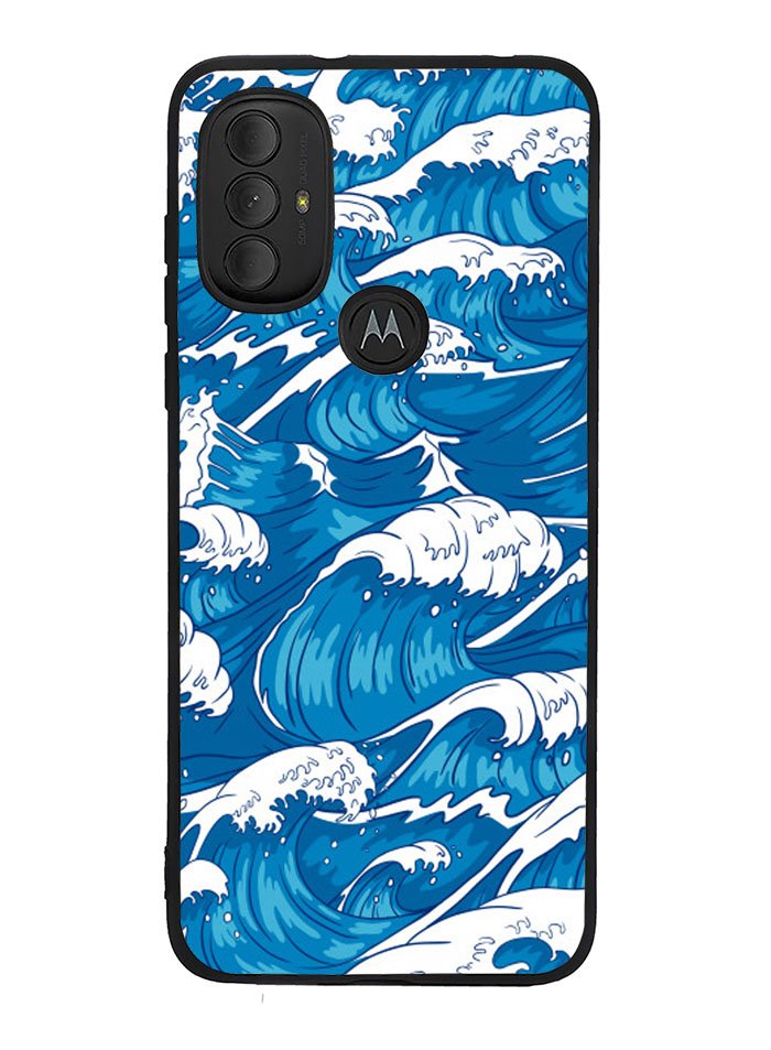 storm waves seamless pattern raging ocean water sea Motorola Moto G Pure 2021 , Moto G Power 2022 Case OV2355