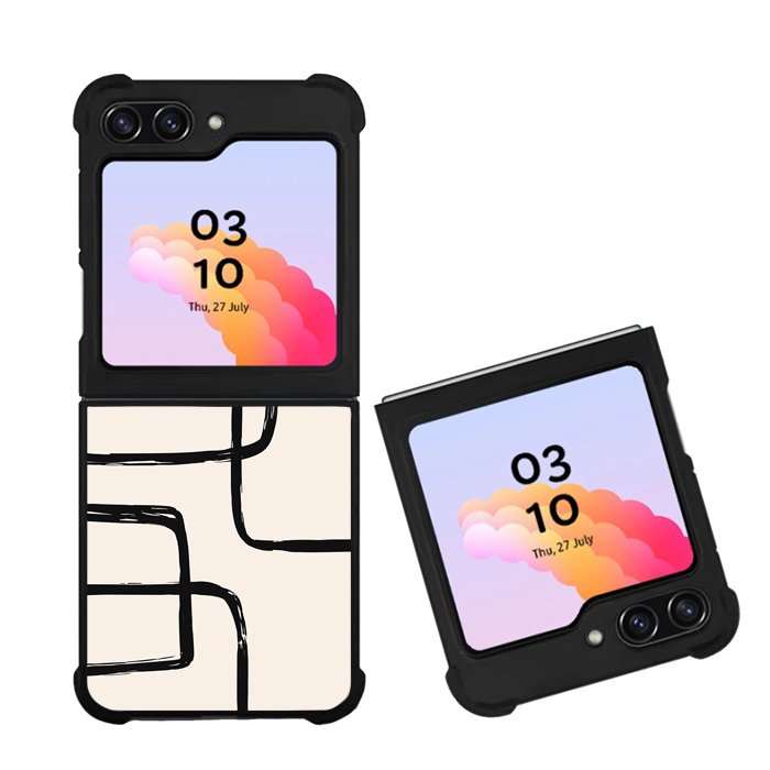 Black Beige Minimalist FZ4201 Samsung Galaxy Z Flip 5 2023 5G Case