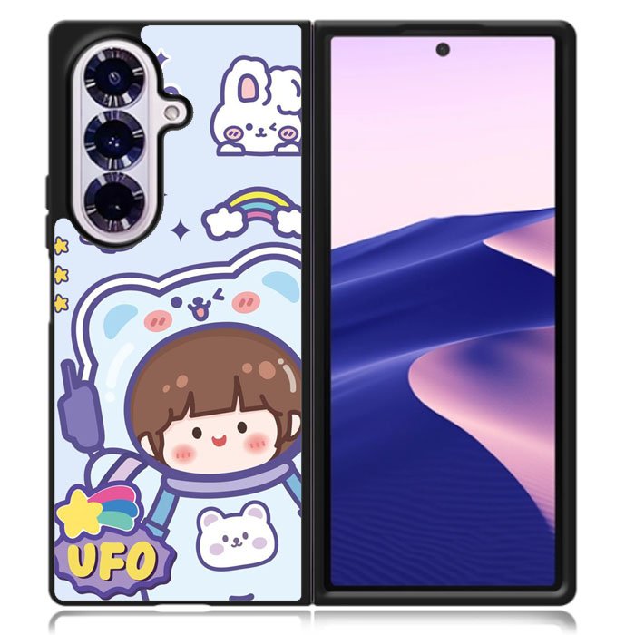 Cute Blue Space Ufo Samsung Galaxy Z Fold 7 Case OV11201