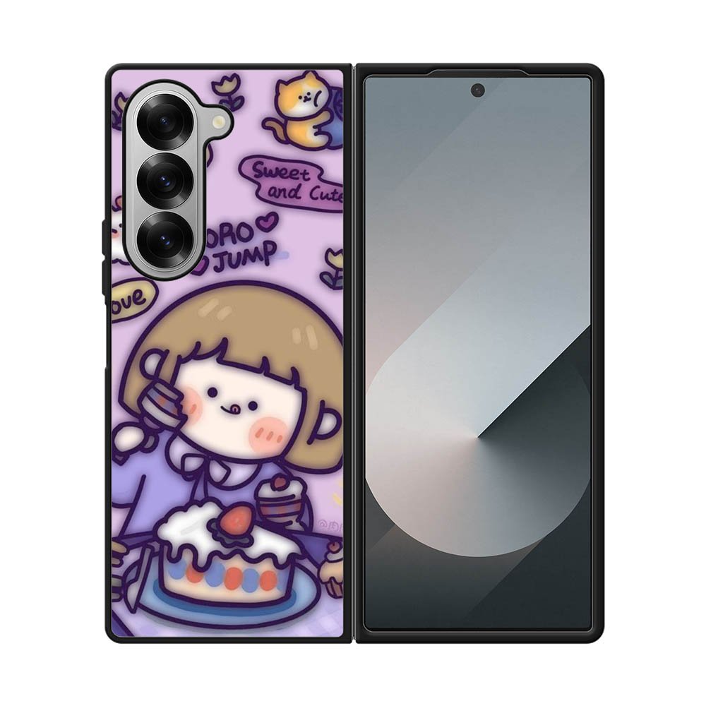 Cute Roro Jump Eat the Sweet Cake Samsung Galaxy Z Fold 7 5G Case QC11210