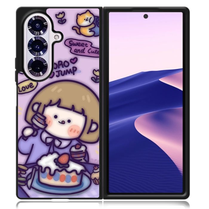 Cute Roro Jump Eat the Sweet Cake Samsung Galaxy Z Fold 7 Case OV11210