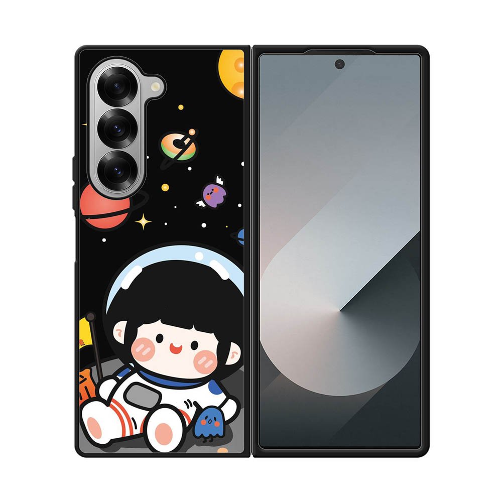 Cute Roro Jump and Astronaut Samsung Galaxy Z Fold 7 5G Case QC11207