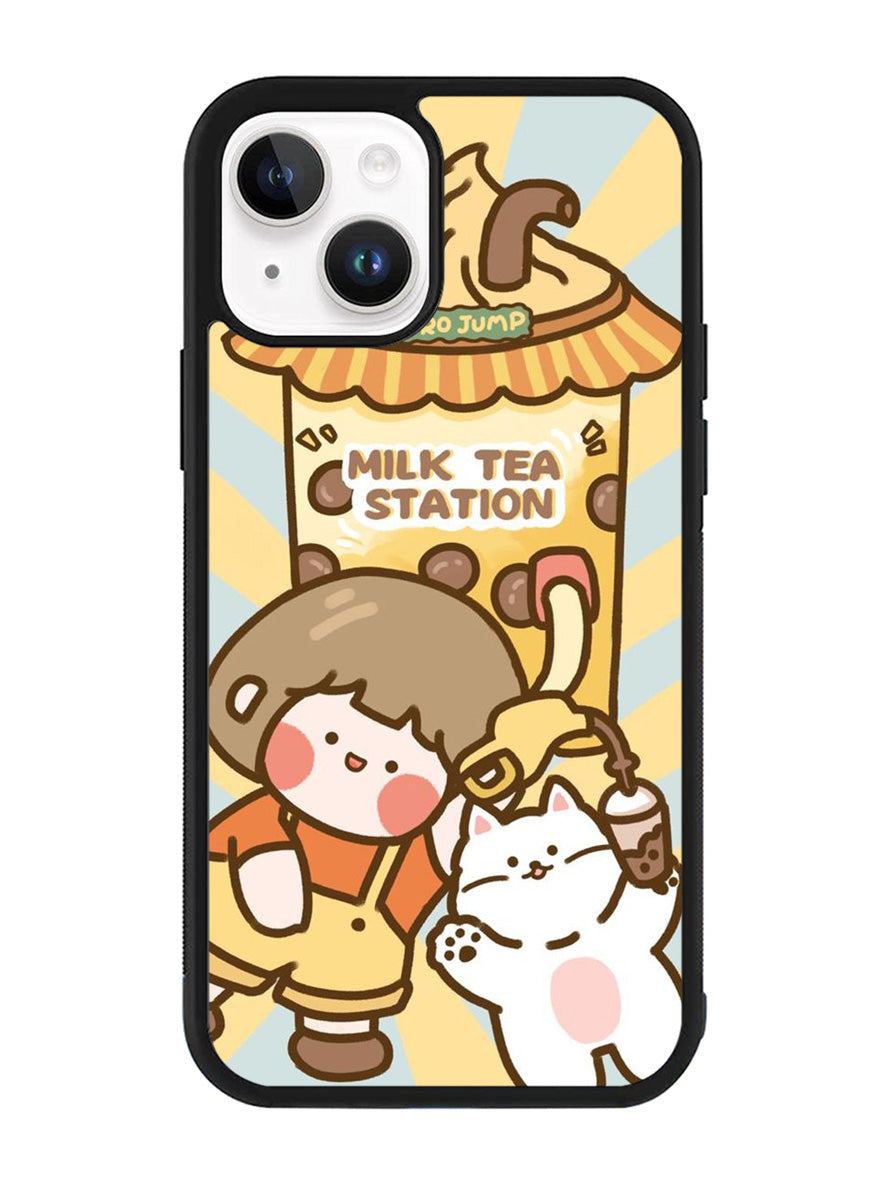 Cute Roro Jump Milk Tea Station iPhone 14 Plus Case QC11212