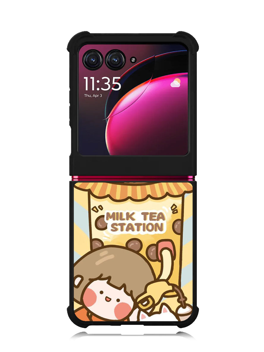 Cute Roro Jump Milk Tea Station Motorola Moto Razr Plus 2023 , Moto Razr+ 2023 Case OV11212