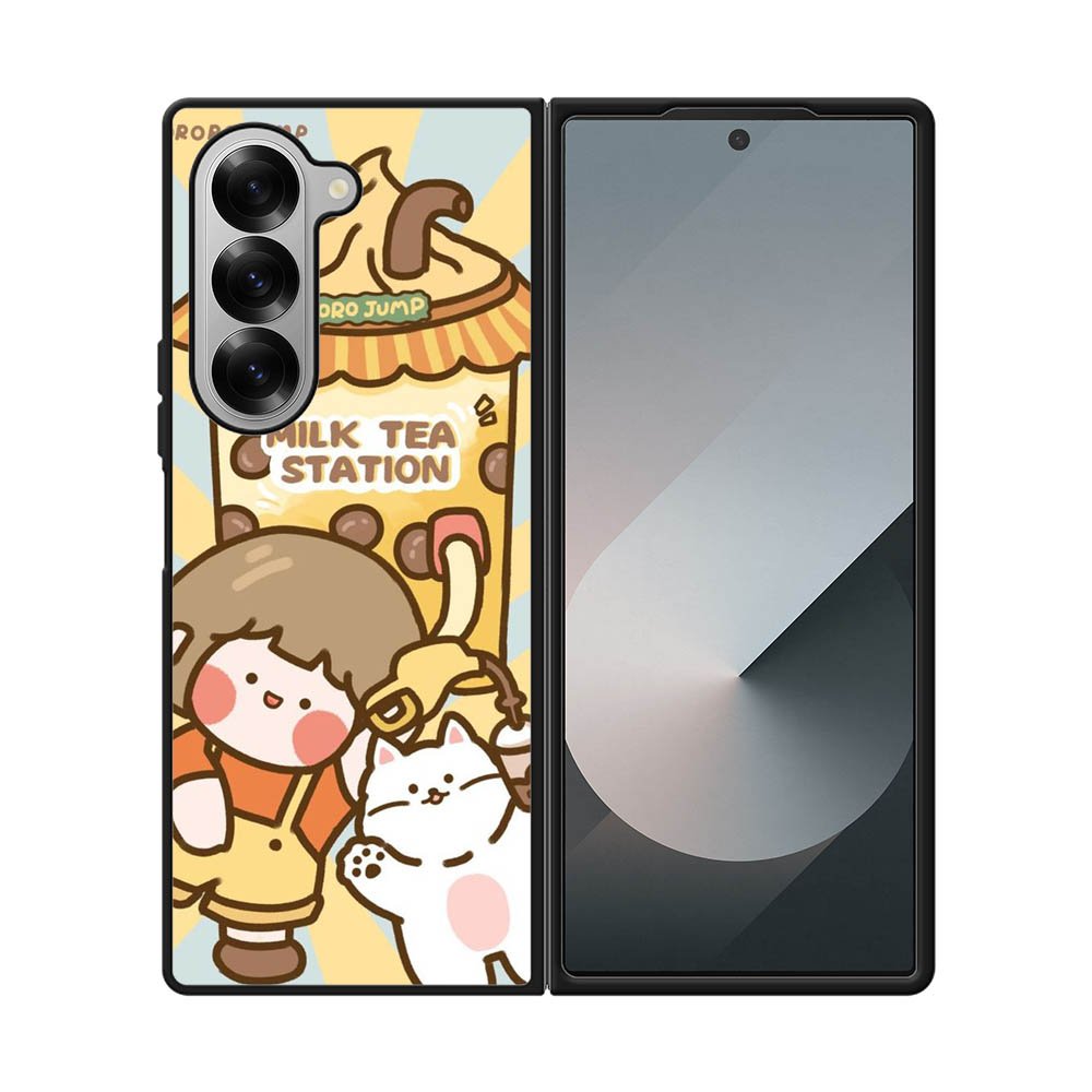 Cute Roro Jump Milk Tea Station Samsung Galaxy Z Fold 7 5G Case QC11212