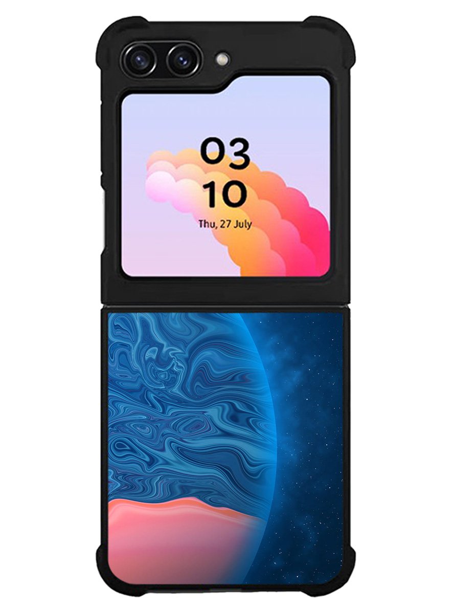 planet blue orange Samsung Galaxy Z Flip 5 5G 2023 Case OV11001