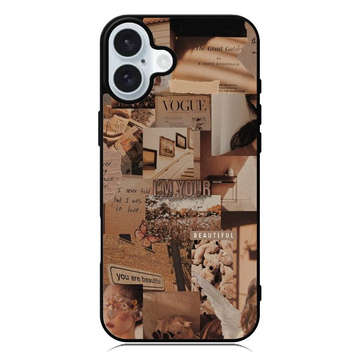 Aesthetic Brown iPhone 16 Plus Case QC11233