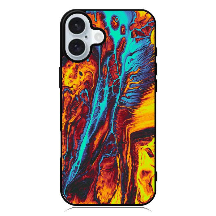 Orange And Blue Fluid iPhone 16 Case QC9586