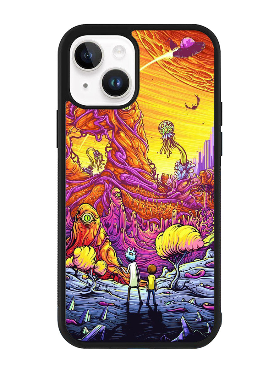 Rick And Morty World Full Colour iPhone 14 Case QC1044