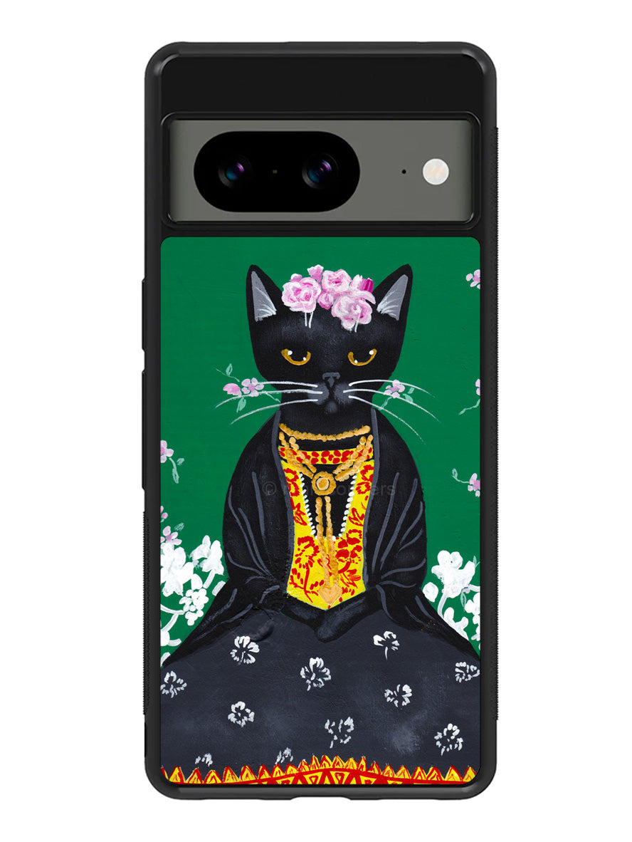 Frida Catlo Floral Black Cat Google Pixel 8 Case QC1215