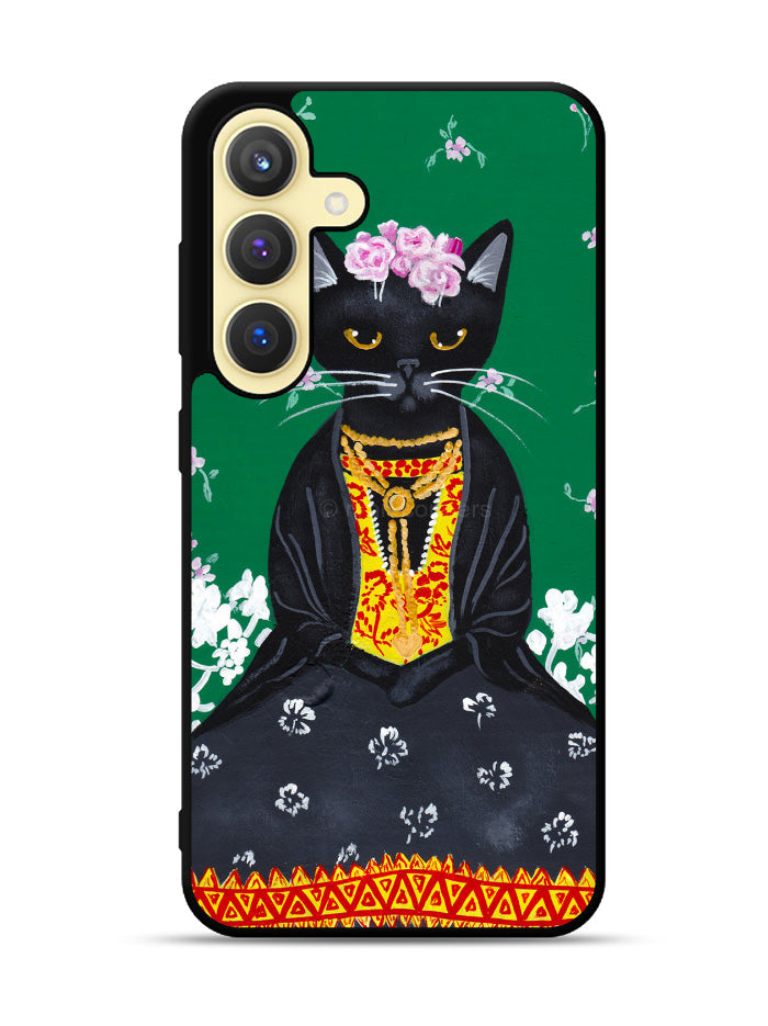 Frida Catlo Floral Black Cat Samsung Galaxy S25 Plus 5G , Samsung Galaxy S25+ 5G Case OV1215