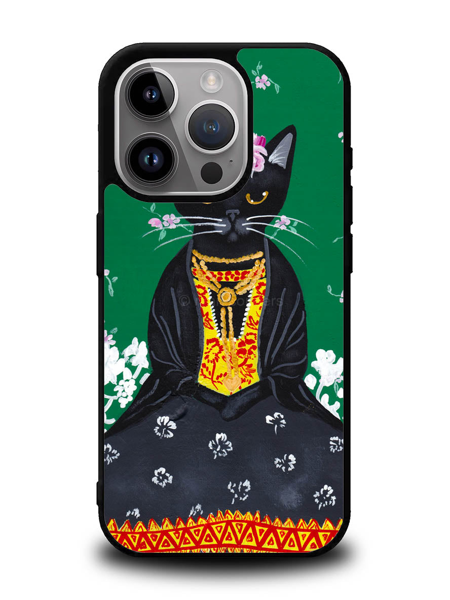 Frida Catlo Floral Black Cat iPhone 16 Pro Max Case OV1215