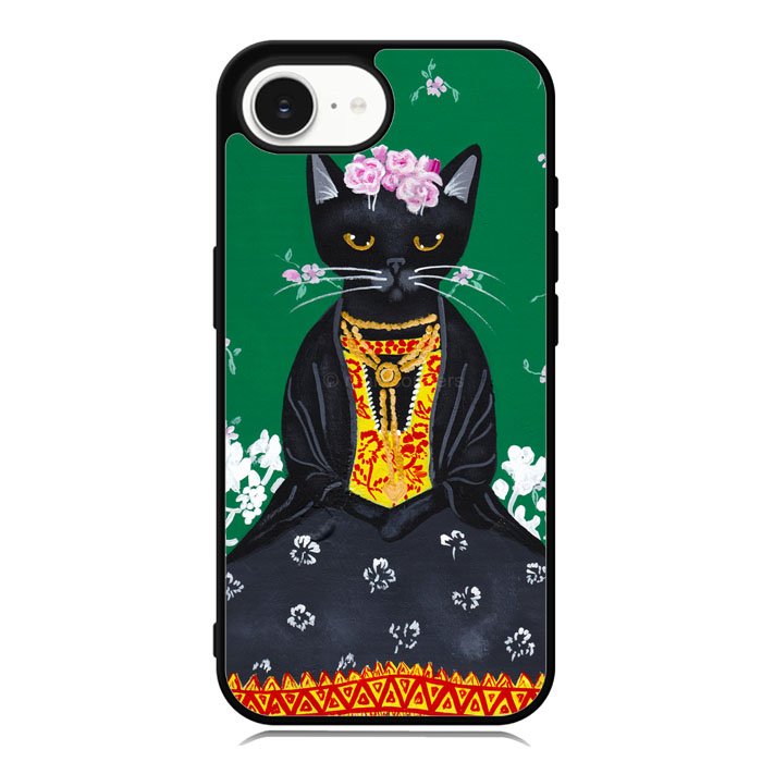 Frida Catlo Floral Black Cat iPhone 16e Case OV1215