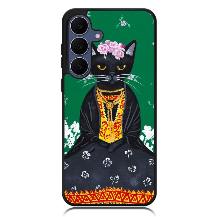 Frida Catlo Floral Black Cat Samsung Galaxy S25 FE Case OV1215